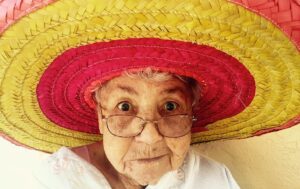 grandma in a giant hat